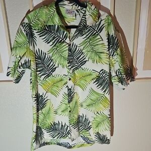 Pacific Legend Apparel Hawaiian Tropical Leaf Print Men's Shirt - Size XL
